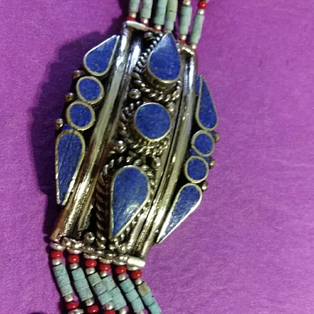 Nwt-LAPIS LAZULI BALI SILVER BRACELET. 7 in